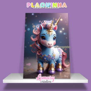 Plaquinha Decorativa MDF 19x28cm Unicórnio MOD00003