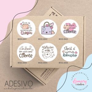 Adesivo Cliente Redondo 5cm (mod.00001 a 00006) - 60 unidades