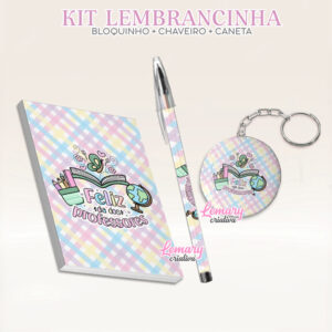 Bloquinho com Chaveiro e Caneta Dia dos Professores Mod.0002 (12 Kits)