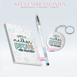 Bloquinho com Chaveiro e Caneta Dia dos Professores Mod.0004 (12 Kits)