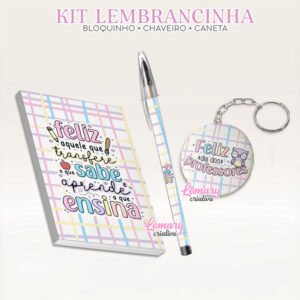 Bloquinho com Chaveiro e Caneta Dia dos Professores Mod.0006 (12 Kits)