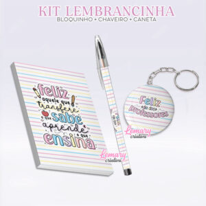 Bloquinho com Chaveiro e Caneta Dia dos Professores Mod.0007 (12 Kits)