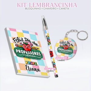 Bloquinho com Chaveiro e Caneta Dia dos Professores Mod.0010 (12 Kits)