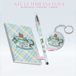 Bloquinho com Chaveiro e Caneta Dia dos Professores Mod.0015 (12 Kits)