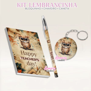 Bloquinho com Chaveiro e Caneta Dia dos Professores Mod.0017 (12 Kits)
