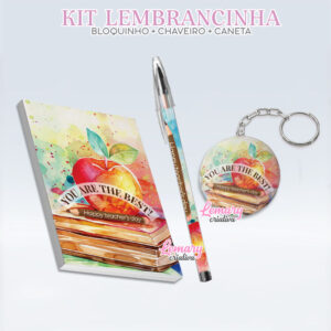 Bloquinho com Chaveiro e Caneta Dia dos Professores Mod.0018 (12 Kits)