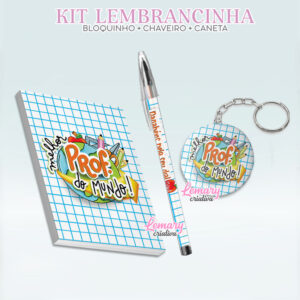 Bloquinho com Chaveiro e Caneta Dia dos Professores Mod.0020 (12 Kits)