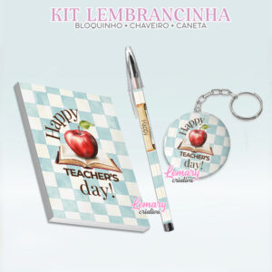 Bloquinho com Chaveiro e Caneta Dia dos Professores Mod.0021 (12 Kits)