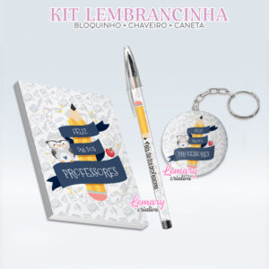 Bloquinho com Chaveiro e Caneta Dia dos Professores Mod.0023 (12 Kits)