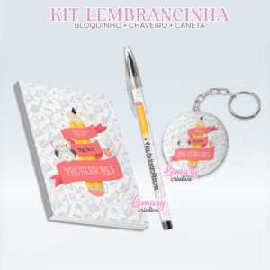 Bloquinho com Chaveiro e Caneta Dia dos Professores Mod.0024 (12 Kits)