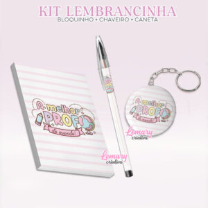 Bloquinho com Chaveiro e Caneta Dia dos Professores Mod.0027 (12 Kits)