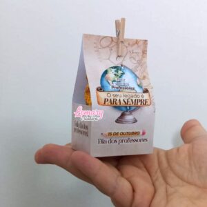 Alternative view of Porta Bombom Dia dos professores (com Mini Pregador) - 10 unidades