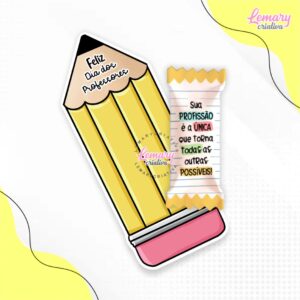 Card lápis com bala personalizada Dia dos professores MOD.0001 (24 unidades)