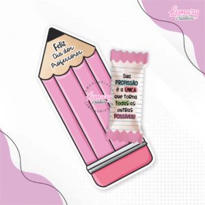 Card lápis com bala personalizada Dia dos professores MOD.0003 (24 unidades)
