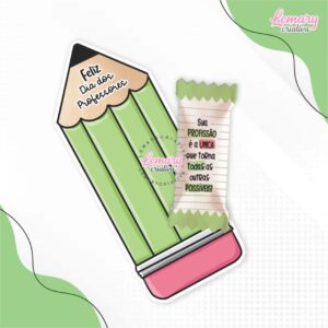 Card lápis com bala personalizada Dia dos professores MOD.0004 (24 unidades)