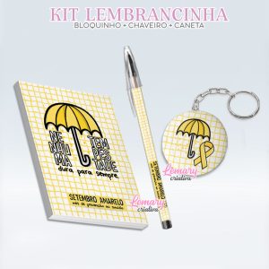 Bloquinho com Chaveiro e Caneta Setembro amarelo Mod.0001 (12 Kits)