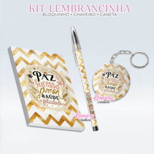 Bloquinho com Chaveiro e Caneta Ano Novo Mod.0001 (12 Kits)