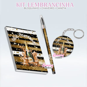 Bloquinho com Chaveiro e Caneta Ano Novo Mod.0002 (12 Kits)