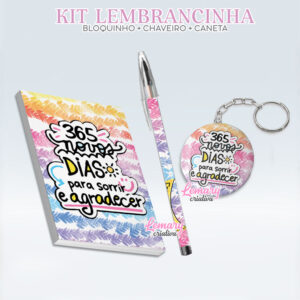 Bloquinho com Chaveiro e Caneta Ano Novo Mod.0003 (12 Kits)