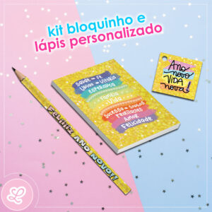 Lápis bloquinho e tag Ano Novo MOD.004 / 10 KITS