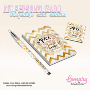 Kit Bloquinho Caneta e Tag Ano Novo Mod.001 (10 Kits)