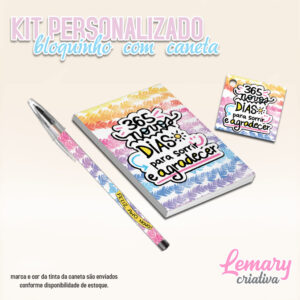 Kit Bloquinho Caneta e Tag Ano Novo Mod.003 (10 Kits)