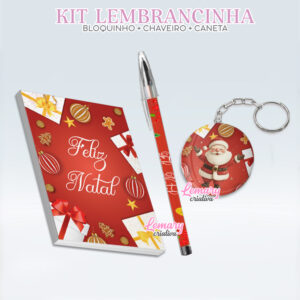 Bloquinho com Chaveiro e Caneta Natal Mod.0001 (12 Kits)