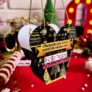 Mini Sacolinha Coração Natal Mod.0004 (20 unidades)
