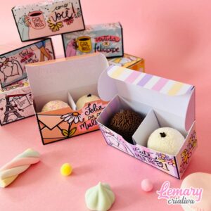 Alternative view of Mini caixinha para dois doces Dia das mulheres Mod.0006 (20 unidades)