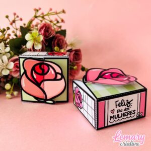 Alternative view of Mini caixinha de encaixe rosa Dia das mulheres Mod.0001 (20 unidades)