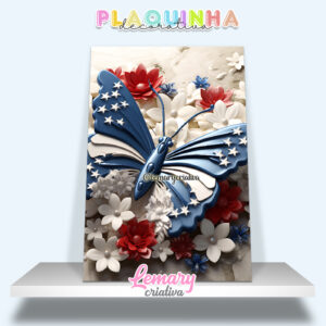 Plaquinha Decorativa MDF 19x28cm Borboleta MOD.00004