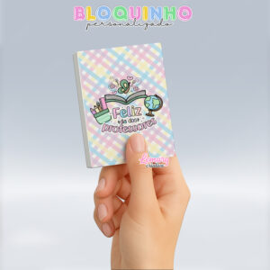 Bloquinho personalizado Dia dos professores 100fls 7x10cm Mod.002 (12 unidades)