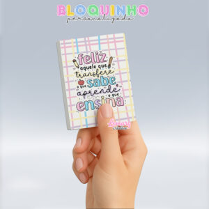 Bloquinho personalizado Dia dos professores 100fls 7x10cm Mod.006 (12 unidades)