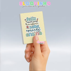 Bloquinho personalizado Dia dos professores 100fls 7x10cm Mod.013 (12 unidades)