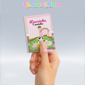 Bloquinho personalizado Fazendinha 100fls 7x10cm Mod.001 (12 unidades)