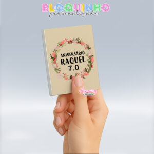 Bloquinho personalizado Floral 100fls 7x10cm Mod.002 (12 unidades)