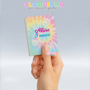 Bloquinho personalizado Tie dye 100fls 7x10cm Mod.001 (12 unidades)
