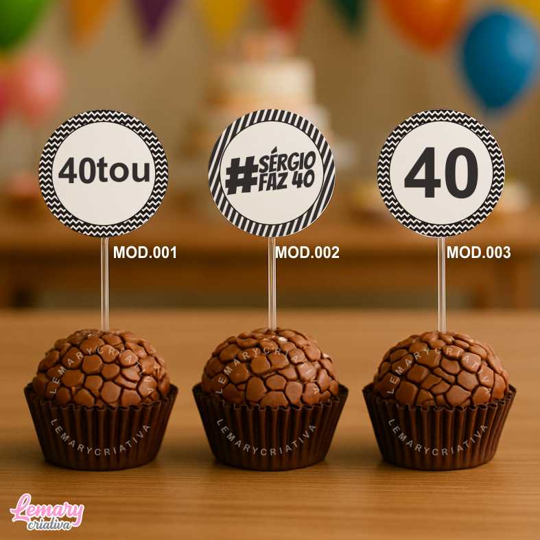 Topper para Docinhos 40 anos (50 unidades) TP0001