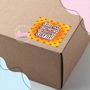 Adesivo cliente 5cm quadrado AAC0002 (60unid.) Feliz em ter você como cliente