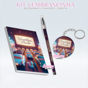 Bloquinho com Chaveiro e Caneta Anos 50 Drive in Cinema BCC0007 (12 Kits)