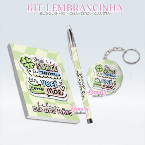 Bloquinho com Chaveiro e Caneta Dia das mães BCC0008 (12 Kits) Que sorte a nossa