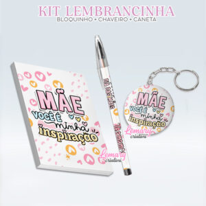 Bloquinho com Chaveiro e Caneta Dia das mães BCC0011 (12 Kits) Mãe você é minha inspiração