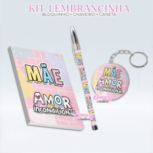 Bloquinho com Chaveiro e Caneta Dia das mães BCC0012 (12 Kits) Mãe amor incondicional