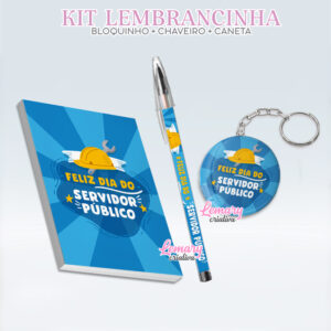 Bloquinho com Chaveiro e Caneta Dia do Servidor ou Funcionário público BCC0001 (12 Kits)