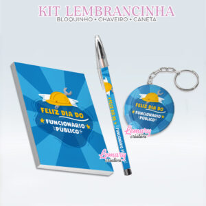 Bloquinho com Chaveiro e Caneta Dia do Servidor ou Funcionário público BCC0002 (12 Kits)