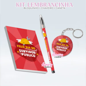 Bloquinho com Chaveiro e Caneta Dia do Servidor ou Funcionário público BCC0003 (12 Kits)