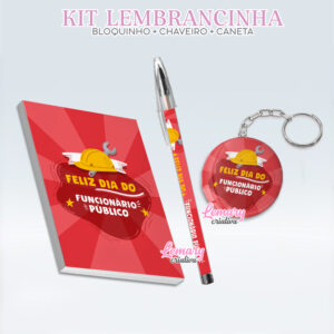 Bloquinho com Chaveiro e Caneta Dia do Servidor ou Funcionário público BCC0004 (12 Kits)