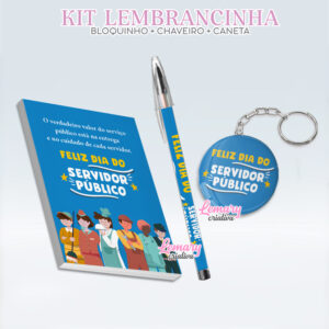 Bloquinho com Chaveiro e Caneta Dia do Servidor ou Funcionário público BCC0005 (12 Kits)