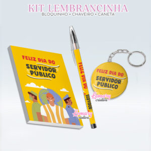 Bloquinho com Chaveiro e Caneta Dia do Servidor ou Funcionário público BCC0006 (12 Kits)