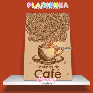 Plaquinha Decorativa MDF 19x28cm Café MOD.00004